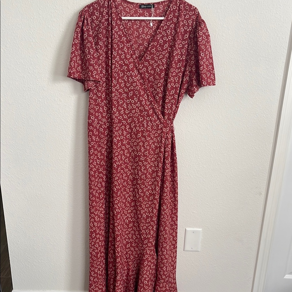 Floral Red Wrap Dress